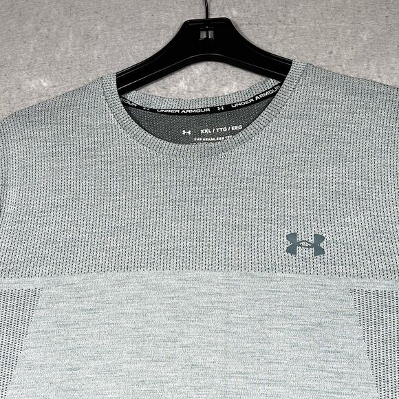 Under Armour Shirt Mens XXL Gray Heat Gear The Seamless Tee Athletic Fitted - Picture 2 of 10